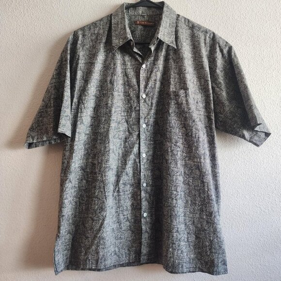Tori Richard Other - Tori Richard Shirt Mens Medium Gray Geometric Button Up Cotton Lawn Resort Aloha